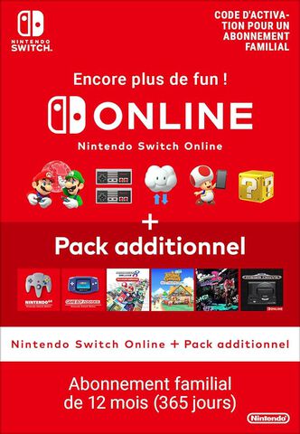 Abonnement Familial De 12 Mois Au Nintendo Switch Online + Pack Additionnel