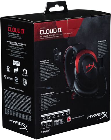 HyperX Micro-Casque Gamer Cloud II Filaire Rouge Surround 7.1 PS4