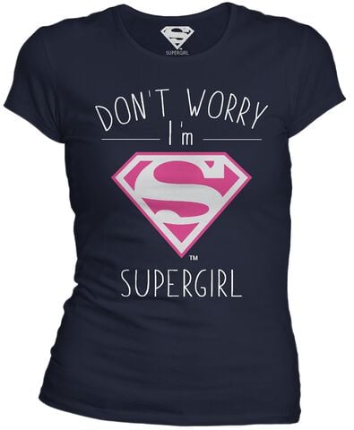 T-shirt Femme - Don't Worry I'm Supergirl - Navy - Taille M