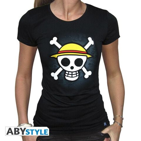 T-shirt Femme - One Piece - Skull With Map - Noir - Taille M
