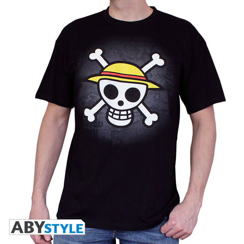 T-shirt Homme - One Piece - "skull With Map" - Noir - Taille S