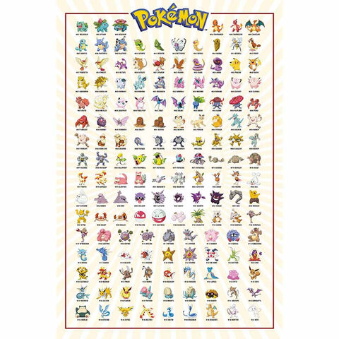 Poster - Pokemon - Kanto 151 Français - Roulé Filmé (915x61)