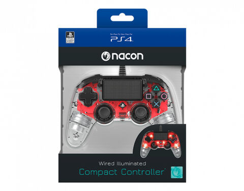 Manette Filaire Officielle Nacon Ps4 Clear Red