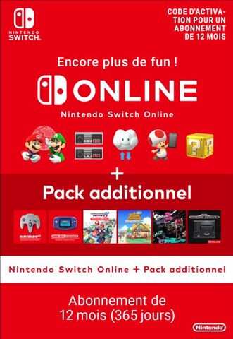 Abonnement Individuel De 12 Mois Au Nintendo Switch Online + Pack Additionnel