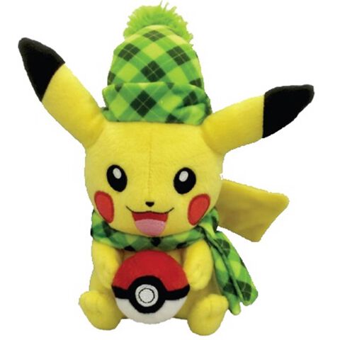 Peluche - Pokemon - Pikachu Avec Bonnet Vert