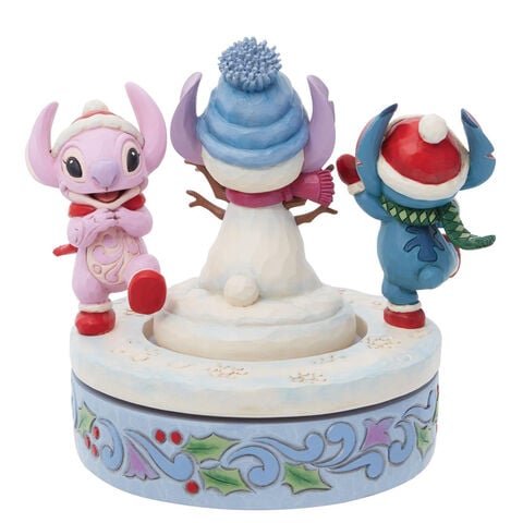 Figurine - Disney Tradition - Stitch & Angel Avec Bonhomme De Neige