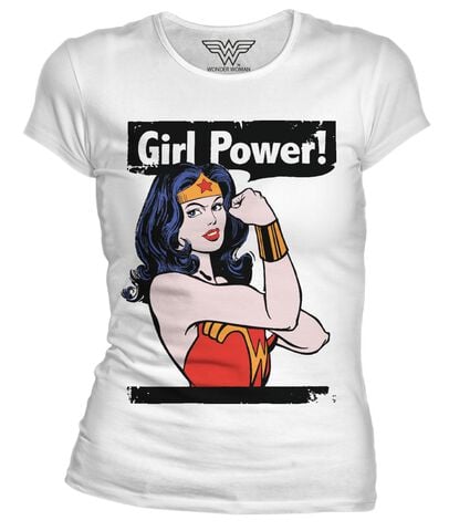 T-shirt Femme - Wonder Woman - Girl Power - Blanc - Taille L