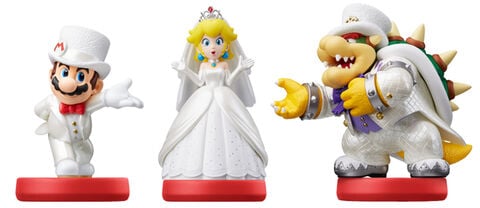 Figurine Amiibo Super Mario Bowser+peach+mario Tenue De Mariage
