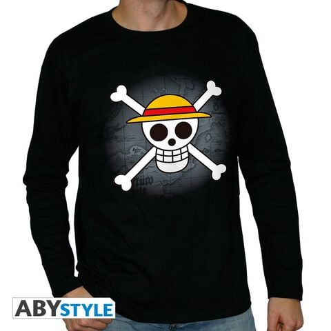 T-shirt Homme - One Piece - Skull With Map - Noir - Taille L