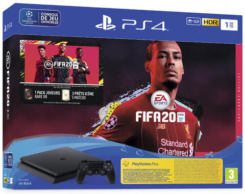 Pack Ps4 Slim 1to Noire + FIFA 20 Champions (exclusivite Micromania)