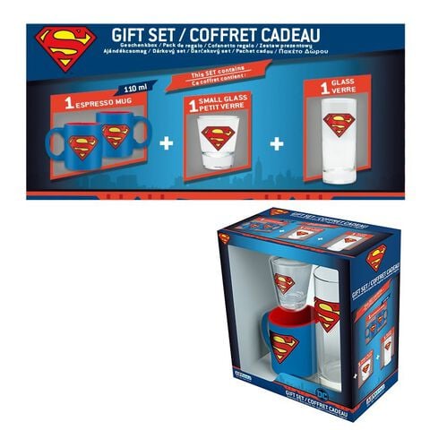 Coffret - Dc Comics - Verre 29 Cl + Shooter + Mini Mug Superman