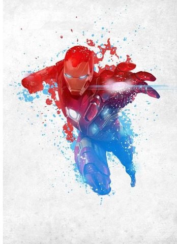 Poster Metallique - Iron Man - Rouge Blanc Et Bleu