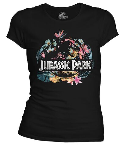 T-shirt Femme - Jurassic Park - Tropical Flower - Noir - Taille Xl
