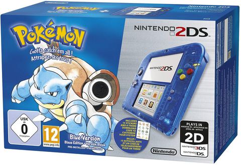 Nintendo 2ds Bleu Transparent + Pokemon Bleu Préinstallé