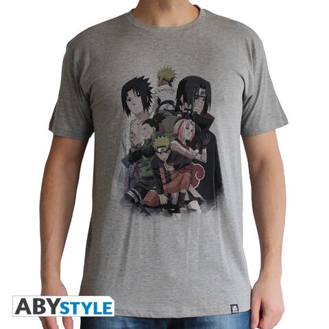 T-shirt Homme Basic Sport - Naruto Shippuden - Groupe - Gris - Taille L