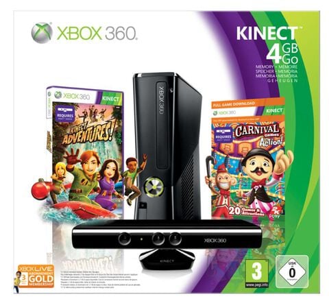 Pack X360 4 Go + Carnival + Kinect + Xbox Live Gold 3 Mois