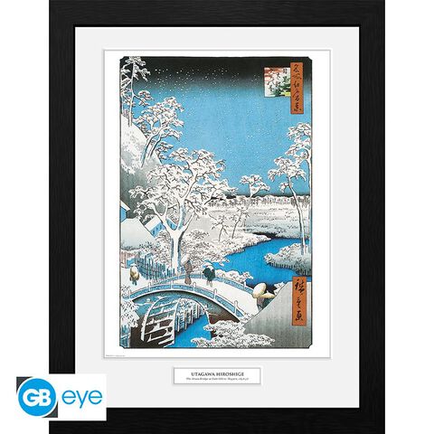 Tirage Encadre - Hiroshige - Le Pont-tambour De Meguro - 30x40