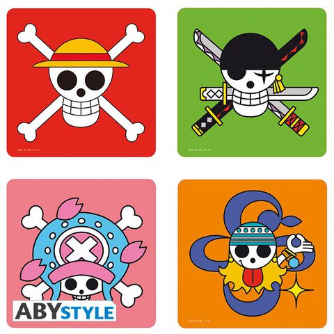 Dessous De Verre - One Piece - Set De 4 Skulls