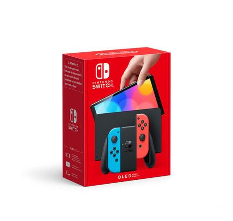 Nintendo Switch (modèle Oled) Avec Manettes Joy-con Bleu Néon/rouge Néon