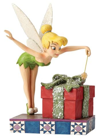 Statuette - Peter Pan - Disney Tradition - La Fée Clochette Avec Cadeau De Noël