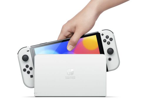Nintendo Switch (modèle Oled) Avec Station D'accueil Et Manettes Joy-con Blanche