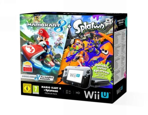 Nintendo Wii U Premium Pack Mario Kart 8 Préinstallé + Splatoon (code Télécharge