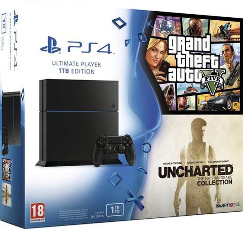 Pack Ps4 1to Jet Black + GTA V + Uncharted Nathan Drake Coll