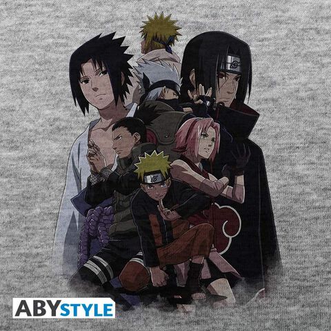 T-shirt Homme Basic Sport - Naruto Shippuden - Groupe - Gris - Taille L
