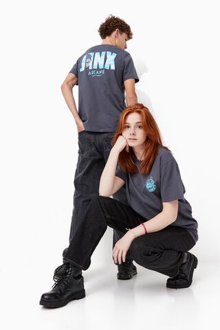 T-shirt -arcane- Jinx Gris Anthracite Taille S