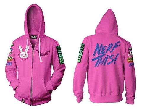 Sweat A Capuche Taille Xl - Overwatch - D.va Rose  (exclu Micro)