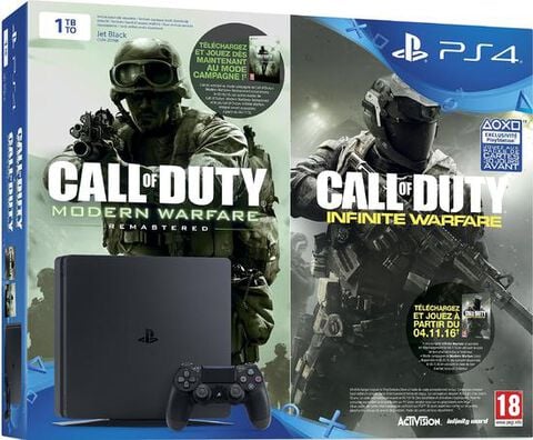 Pack Ps4 Slim 1to Noire + Cod Legacy Infinite Warfare + Mw Remastered (2 Vouche