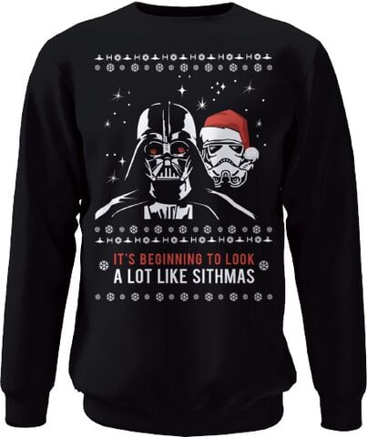 Sweat Col Rond - Star Wars - It's Beginning To Look A L - Taille M - Noir