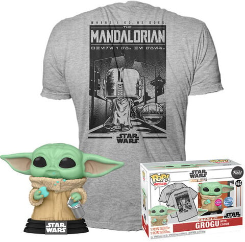 Pop! & Tee - Star Wars Le Mandalorien - Luke Avec L'enfant - Taille S