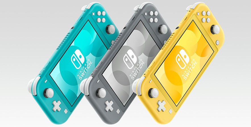 nintendo switch lite jaune, gris et turquoise