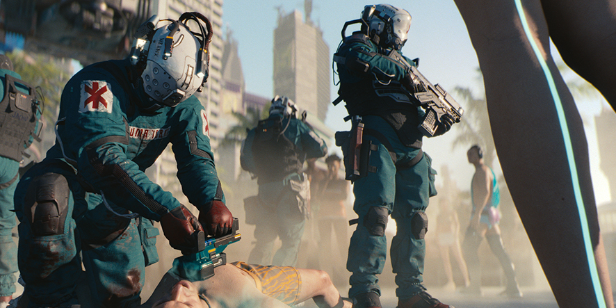 Des soldats dans Cyberpunk 2077