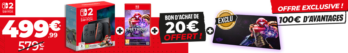 Bundle Nintendo Switch 2 + le jeu Metroid Prime 4 avec 100€ d'avantages