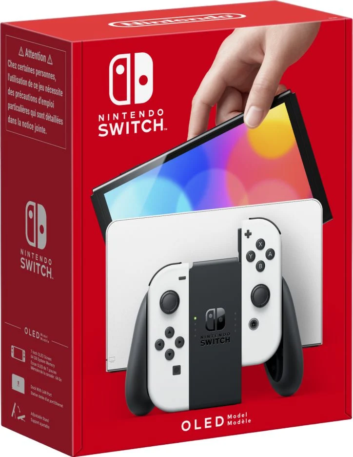 Nintendo Switch (modèle Oled) Avec Station D'accueil Et Manettes Joy-con Blanche