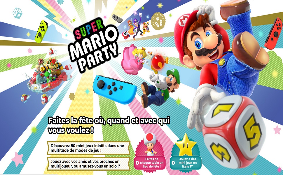 Super Mario Party (code De Téléchargement) + Joy-con Droite Vert Pastel & Gauche