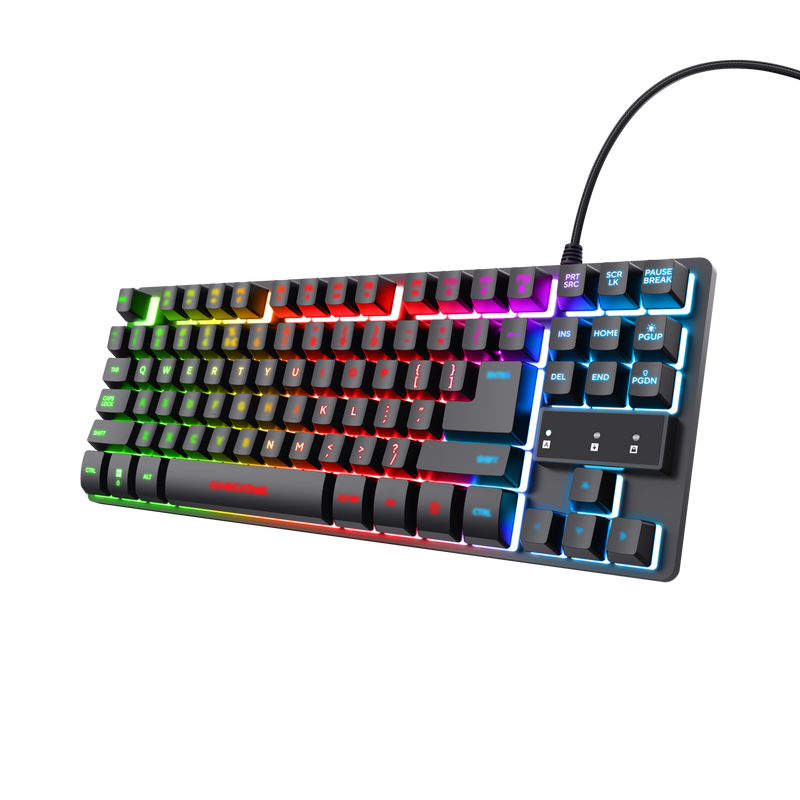 Trust Clavier Gaming Tkl En Métal Avec éclairage Led Multicolore Thado - Compati